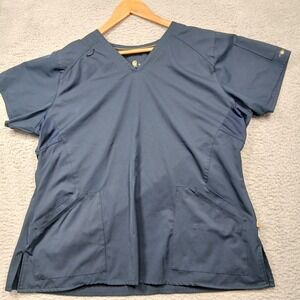 Carhartt Scrub Top Men's XL Navy Blue Short Sleeve V-Neck Utility‎ Pockets